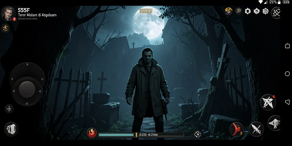 Screenshot menampilkan gameplay menegangkan dari 555F yang penuh kengerian.