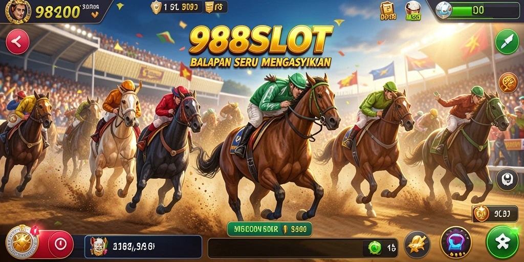 Screenshot gameplay 988SLOT menampilkan aksi balapan yang seru dan mendebarkan.