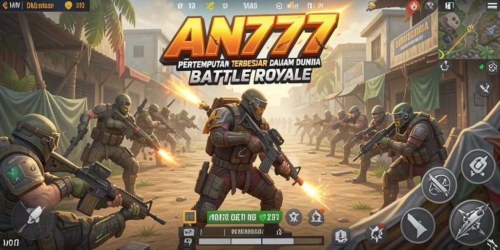 Tangkapan layar AN777 menampilkan aksi menegangkan di medan perang Battle Royale.