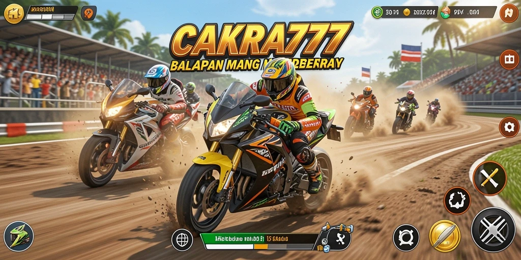 Gameplay mendebarkan di CAKRA777 dengan balapan motor cepat.