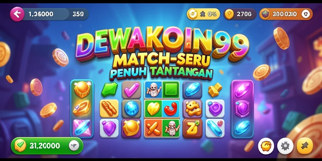 Tampilan gameplay DEWAKOIN99 yang seru dengan tantangan Match-3.