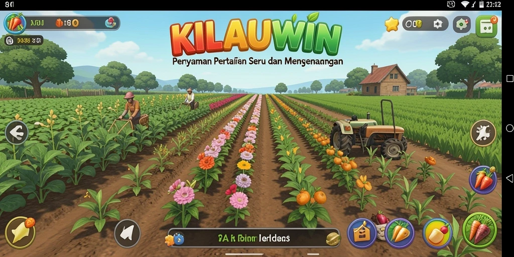 Tampilan utama gameplay KILAUWIN yang menarik dalam mengelola pertanian.