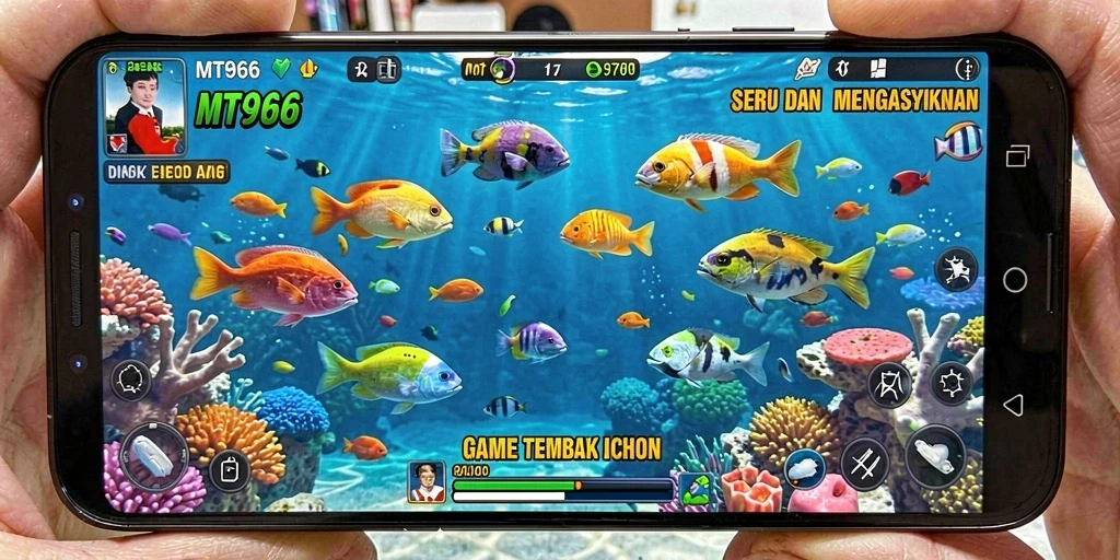 Screenshot gameplay MT966 menampilkan aksi menembak ikan yang seru.