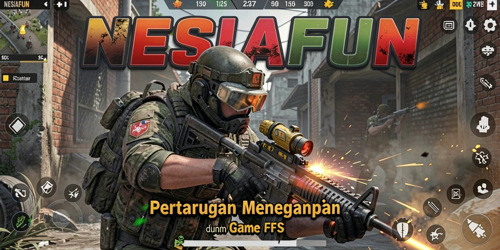 Tampilan menarik gameplay intens NESIAFUN dalam mode FPS.