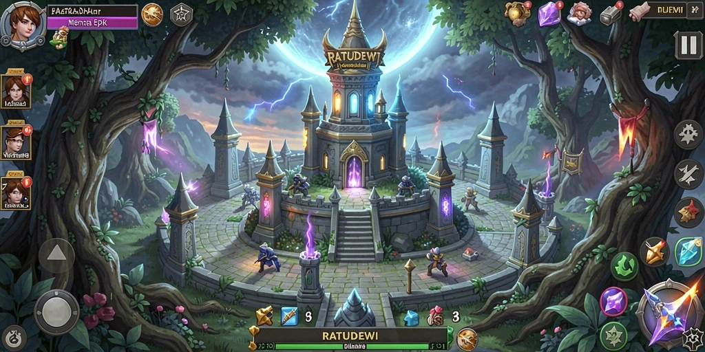Tampilan gameplay <strong>RATUDEWI</strong> yang menarik saat melawan musuh.