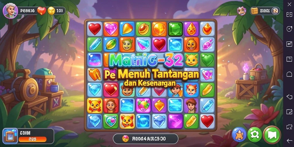 Tampilkan gameplay REMI62 yang penuh warna dan seru dengan aksi Match-3.