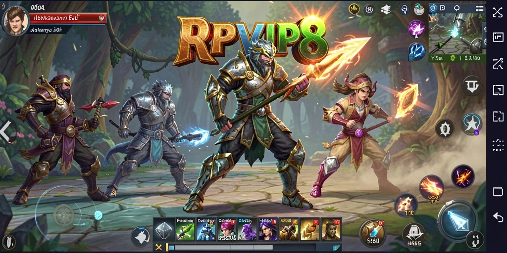 Tampilan gameplay ARPG RPVIP8 yang epik dan mendebarkan.