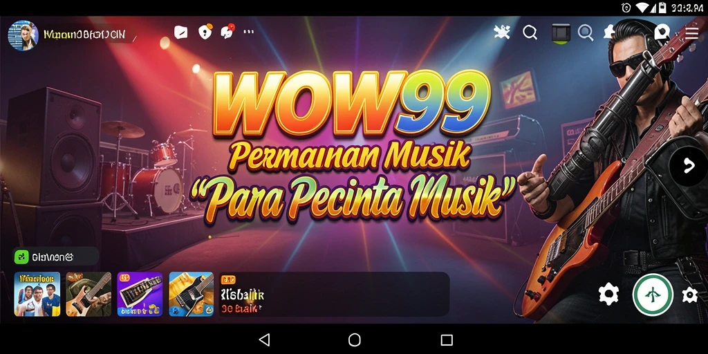 Screenshot gameplay WOW99 menampilkan aksi seru pengguna memainkan musik.